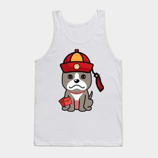 Funny grey dog celebrates lunar new year Tank Top